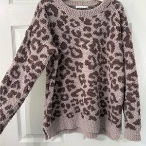 Staccato Cozy Leopard Print oversized Crewneck Sweater - Taupe/Brown